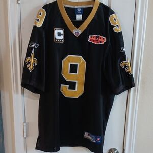 Reebok Drew Brees Super Bowl W Capt. Jersey Vtg Bourbon St Ready